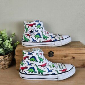 CTAS 4 Hi Top Dinosaurs White Canvas Lace Up Converse Sneakers Shoes Kids